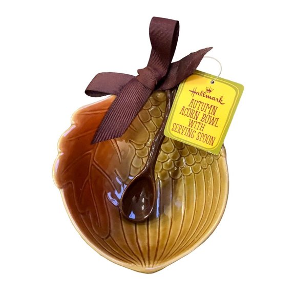 Hallmark Other - Hallmark Autumn Acorn Bowl with Serving Spoon - New Small